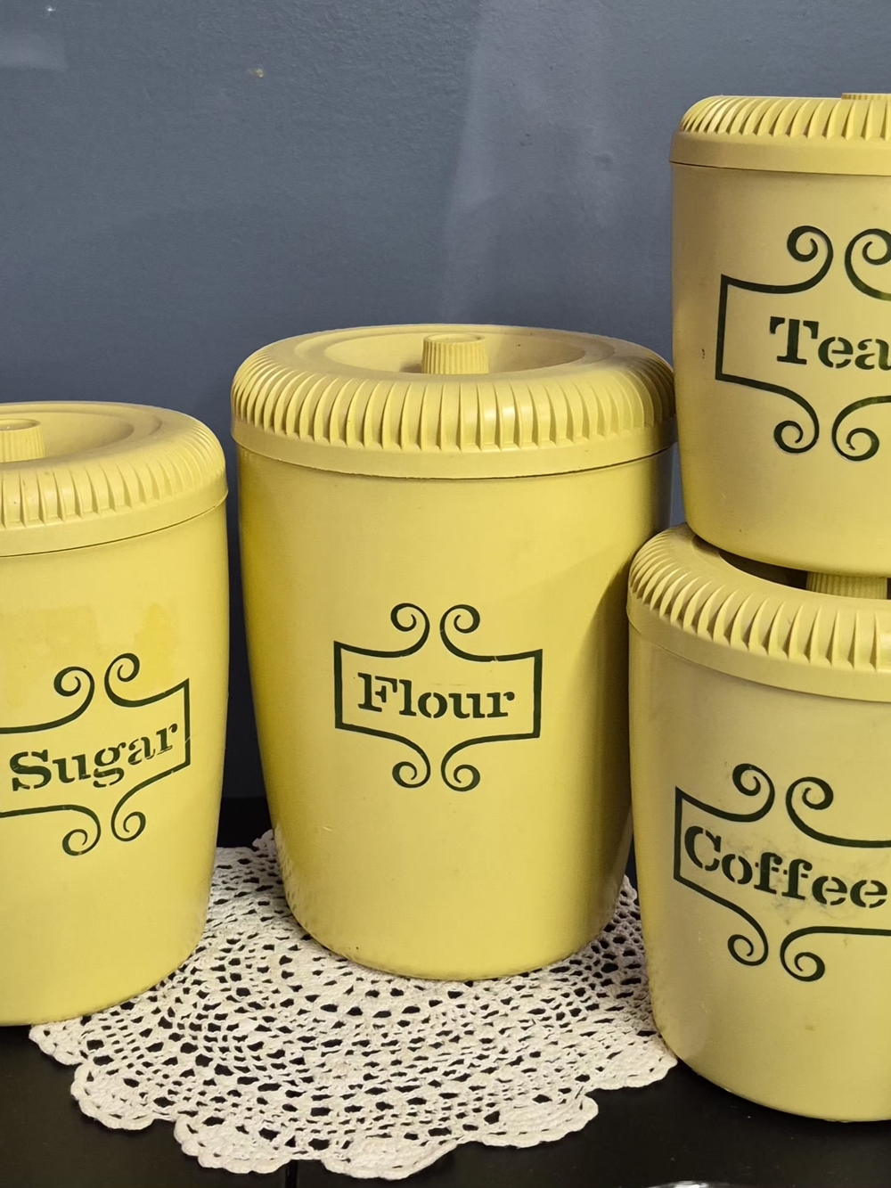 Yellow Flour, Sugar, Tea and Coffee Storage Canisters - Classic Kitchen Canister